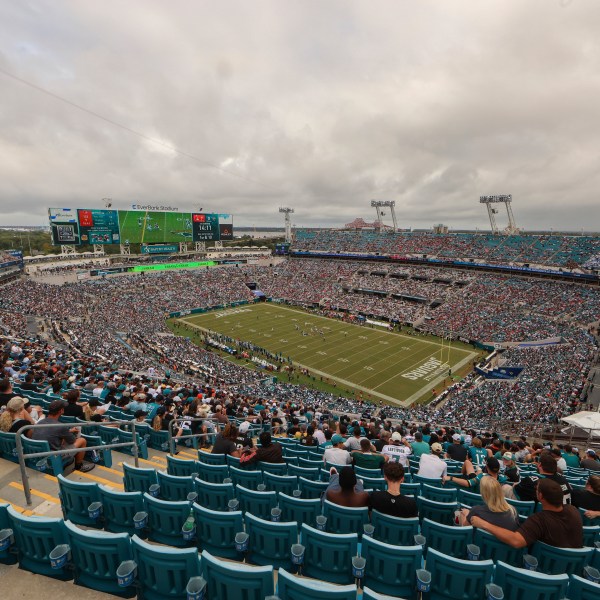 FILE - A general overall interior view of EverBank Stadium, as the Jacksonville Jaguars take on the Cleveland Browns, Sept. 15, 2024, in Jacksonville, Fla. (AP Photo/Gary McCullough, File)