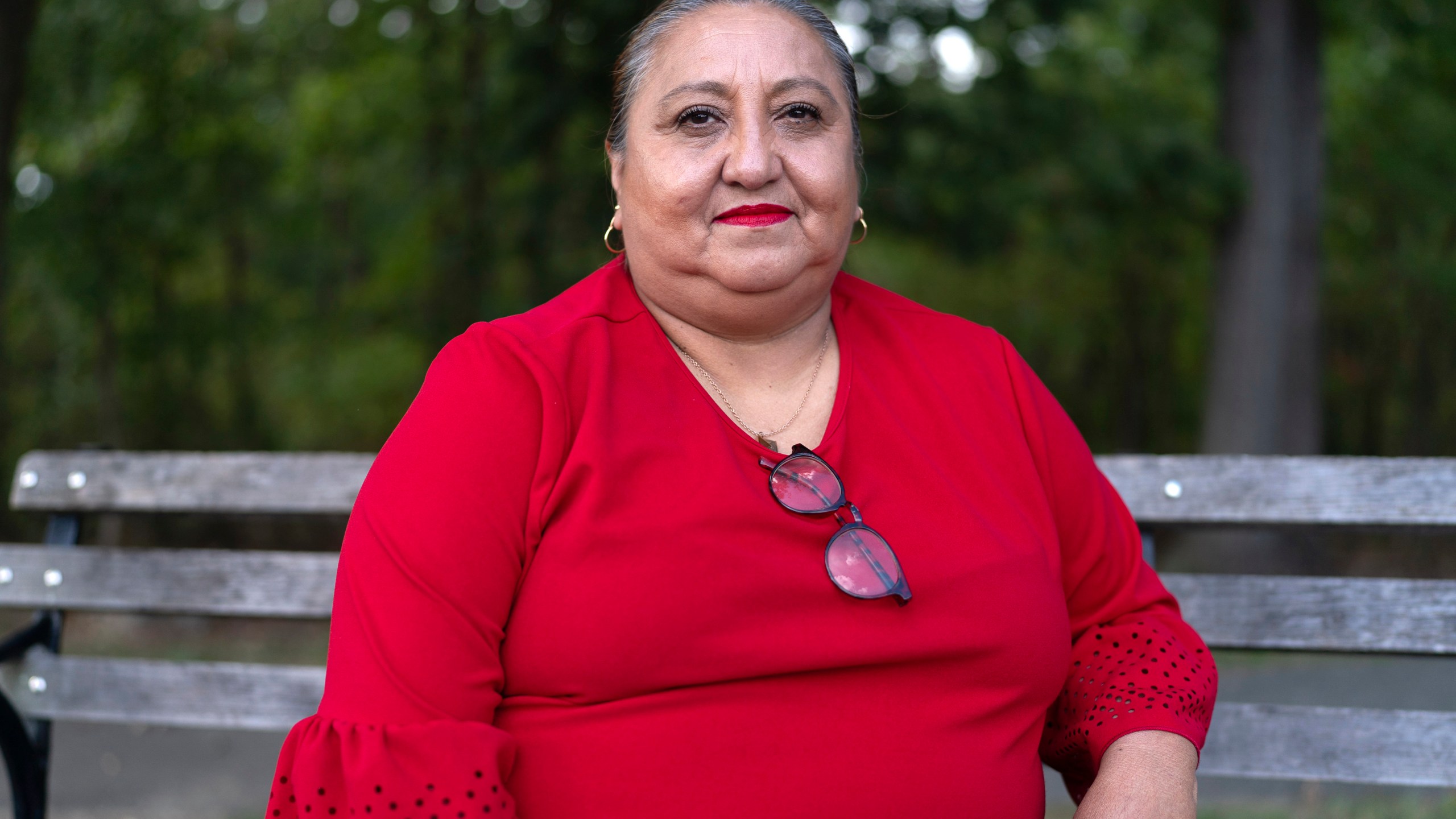 Ingrid Vaca poses for a photograph in Arlington, Va.,Wednesday, Oct. 16, 2024. (AP Photo/Jose Luis Magana)