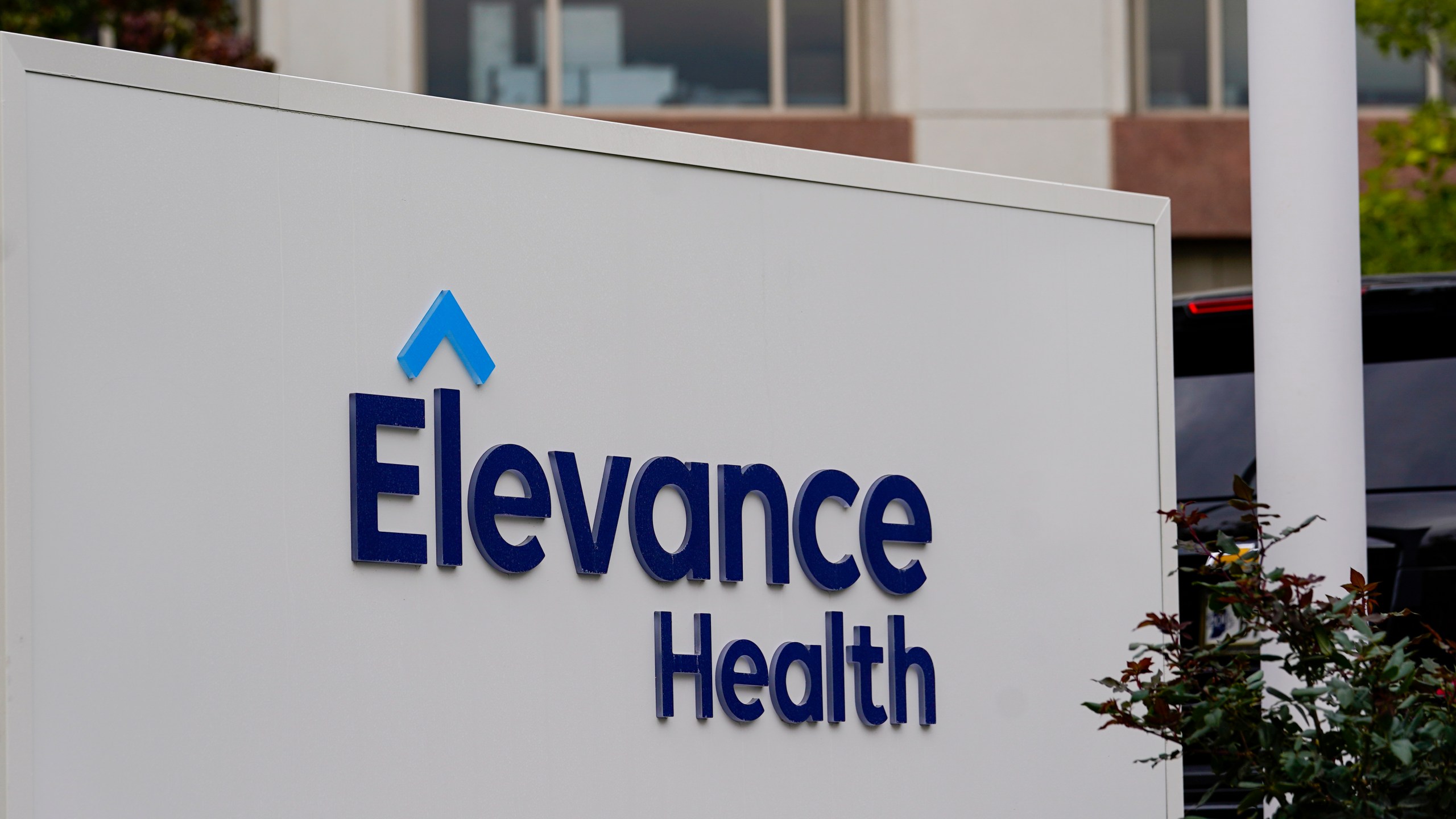 FILE - Signage at the corporate headquarters of Elevance Health is shown Monday, Oct. 24, 2022 in Indianapolis. (AP Photo/Michael Conroy, File)