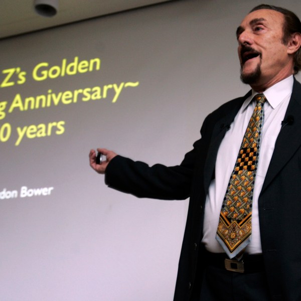 FILE - Stanford psychology professor Philip Zimbardo gives his last lecture on the Stanford University campus in Palo Alto, Calif., Wednesday, March 7, 2007. (AP Photo/Paul Sakuma, File)