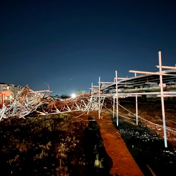 This image provided by the Houston Fire Department shows the destruction caused by a helicopter crash in the city's Second Ward, Sunday, Oct. 20, 2024. (Houston Fire Department via AP)