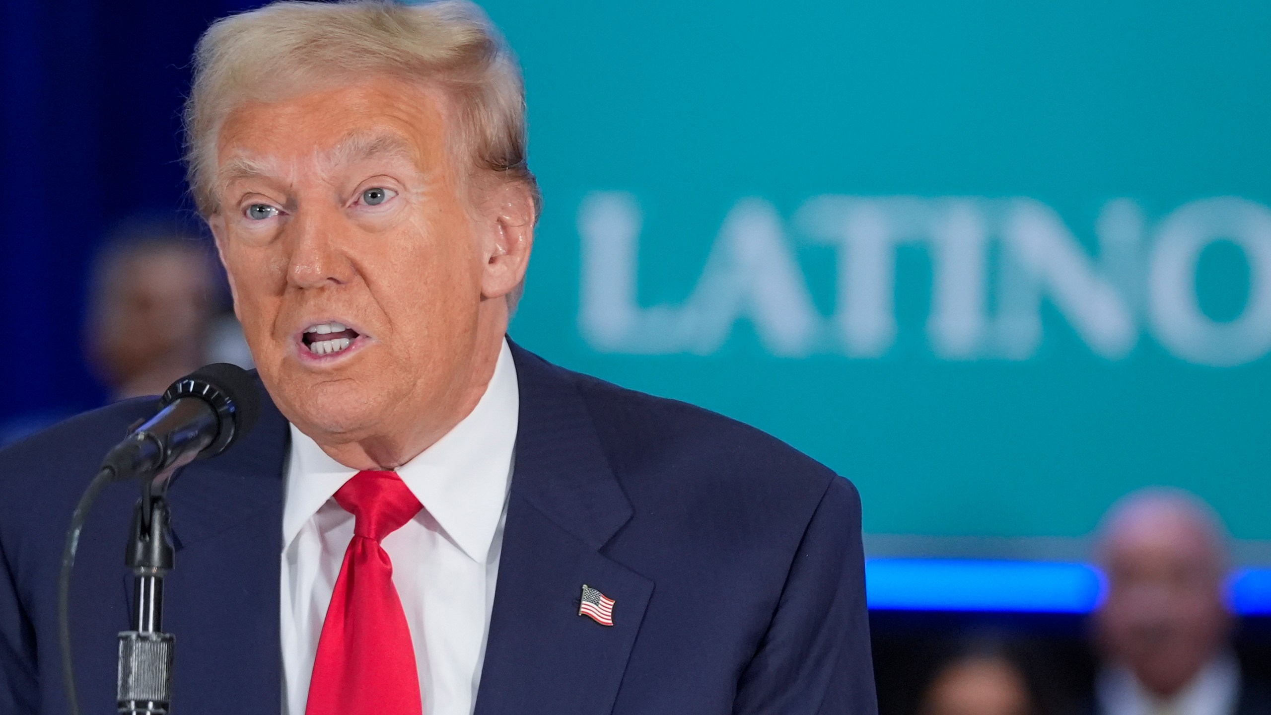 Republican presidential nominee former President Donald Trump participates in a roundtable with Latino leaders Tuesday, Oct. 22, 2024 in Doral, Fla. (AP Photo/Alex Brandon)