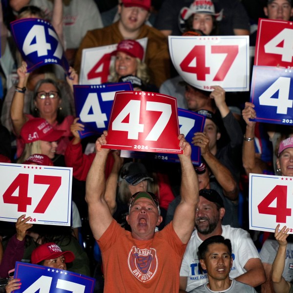 Supporters cheer before Republican presidential nominee former President Donald Trump speaks at a campaign rally at Greensboro Coliseum, Tuesday, Oct. 22, 2024, in Greensboro, N.C. (AP Photo/Julia Demaree Nikhinson)