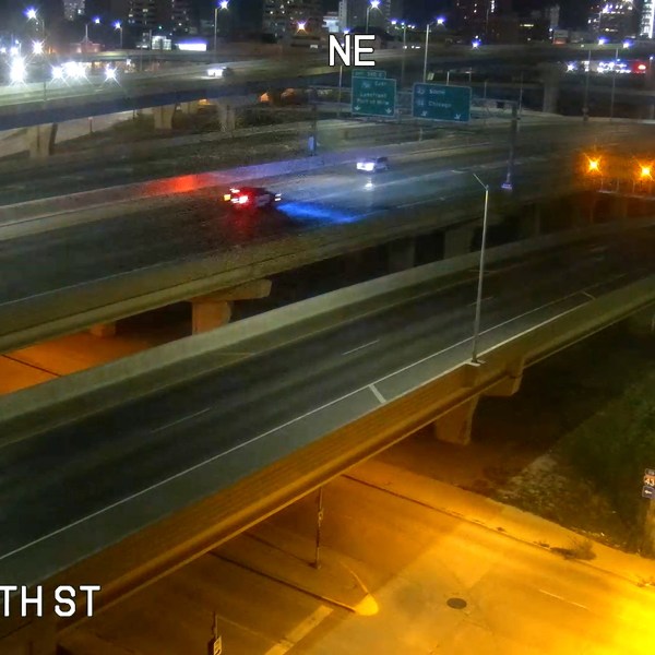 An image captured from Wisconsin Department of Transportation video shows a suspected drunken driver heading the wrong way on Interstate 94, traveling within feet of Vice President Kamala Harris' motorcade following a campaign stop on Monday, Oct. 21, 2024 in Milwaukee, Wis. (Wisconsin Dept. of Transportation via AP)