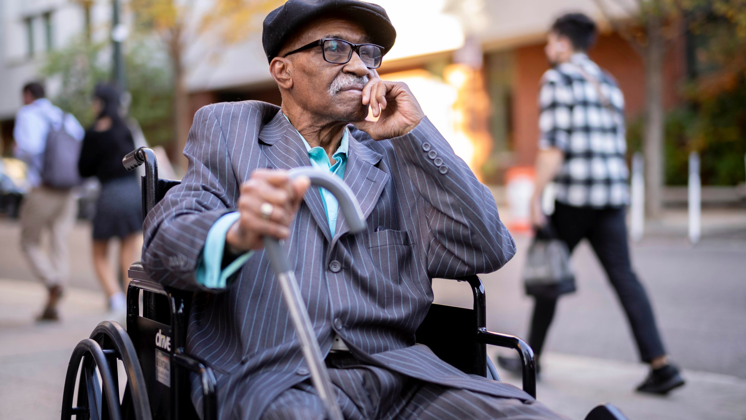 Herbert Rice, 79, poses for a photo at the University of Pennsylvania, on Wednesday, Oct. 23, 2024, in Philadelphia. Rice is one of many Black men who took part in prison medical testing from 1951 to 1974 at Philadelphia city prisons. (AP Photo/Laurence Kesterson)