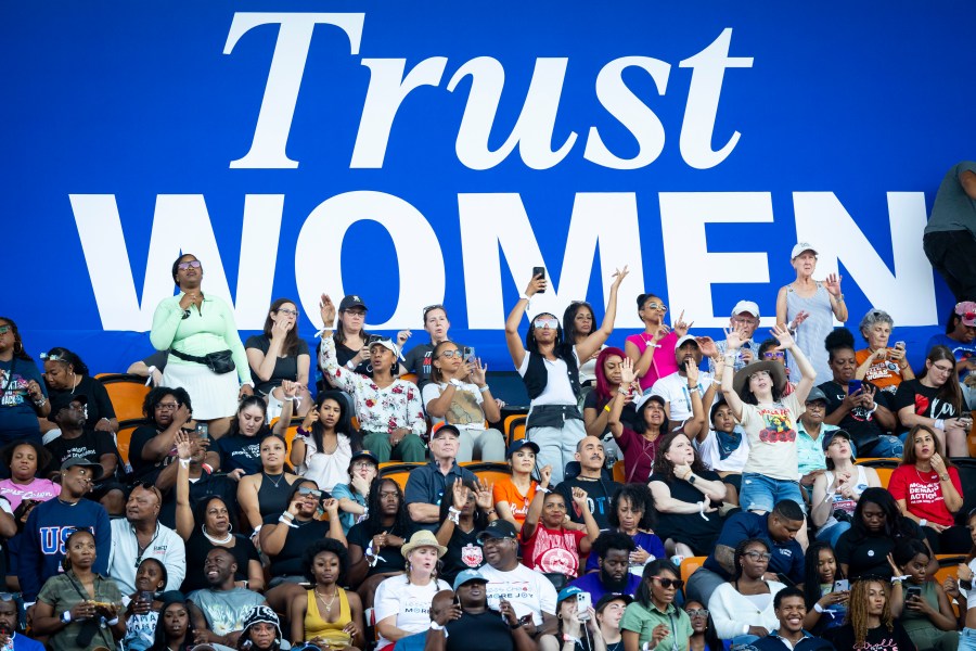 Supporters attend a rally for Democratic presidential nominee Vice President Kamala Harris on Friday, Oct. 25, 2024, in Houston. (AP Photo/Annie Mulligan)