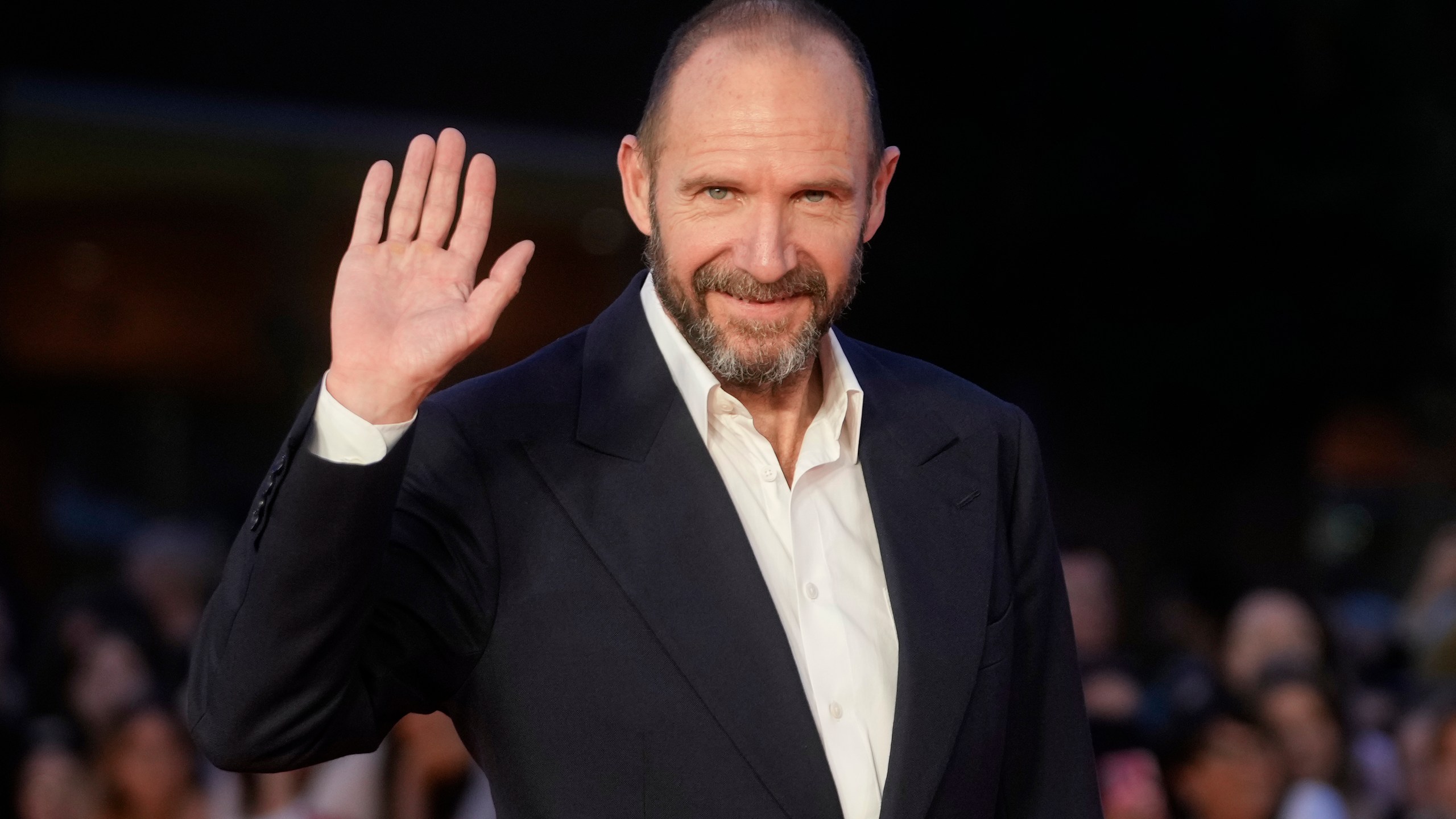 Ralph Fiennes poses on the red carpet before the screening of the movie "Conclave" at the 19th Rome Film Festival, in Rome, Saturday, Oct. 26, 2024. (AP Photo/Alessandra Tarantino)