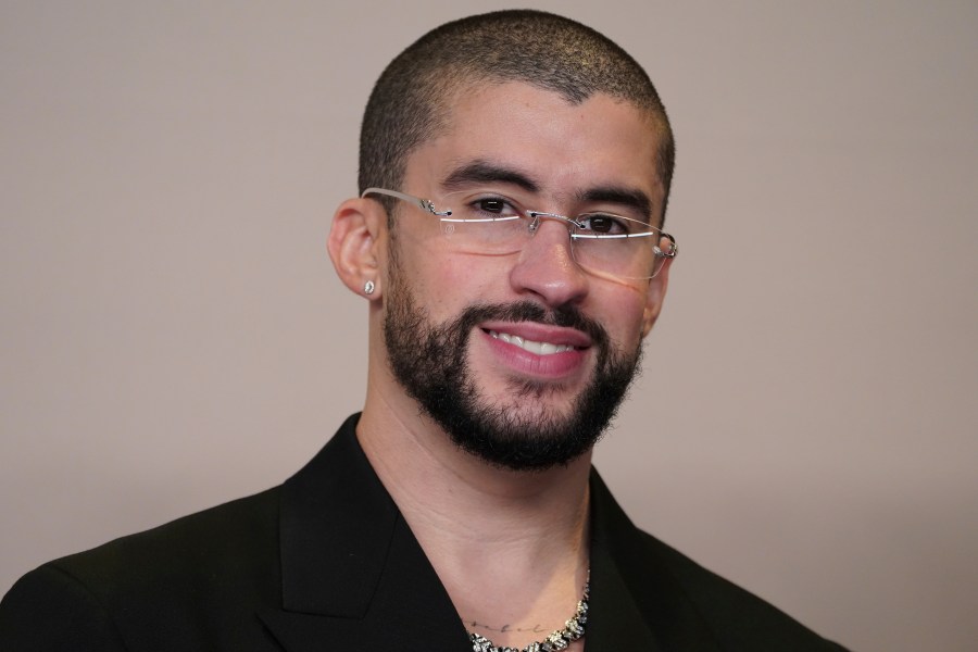 FILE - Bad Bunny poses in the press room at the Oscars on Sunday, March 10, 2024, at the Dolby Theatre in Los Angeles. (Photo by Jordan Strauss/Invision/AP, File)