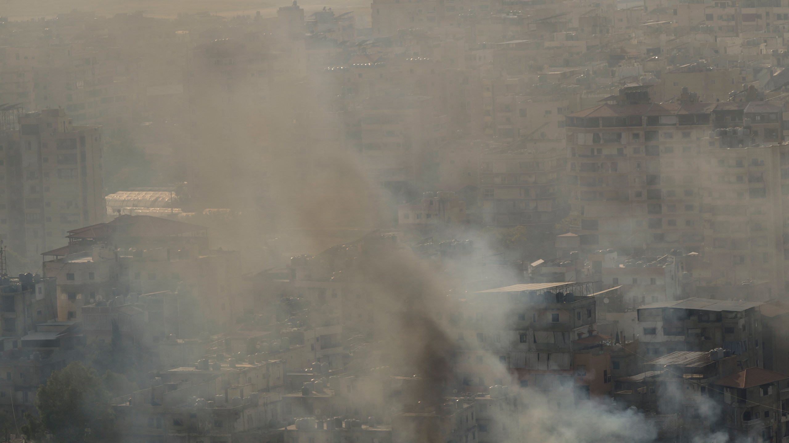 Smoke rises from an Israeli airstrike in Dahiyeh, Beirut, Sunday, Oct. 27, 2024. (AP Photo/Hassan Ammar)