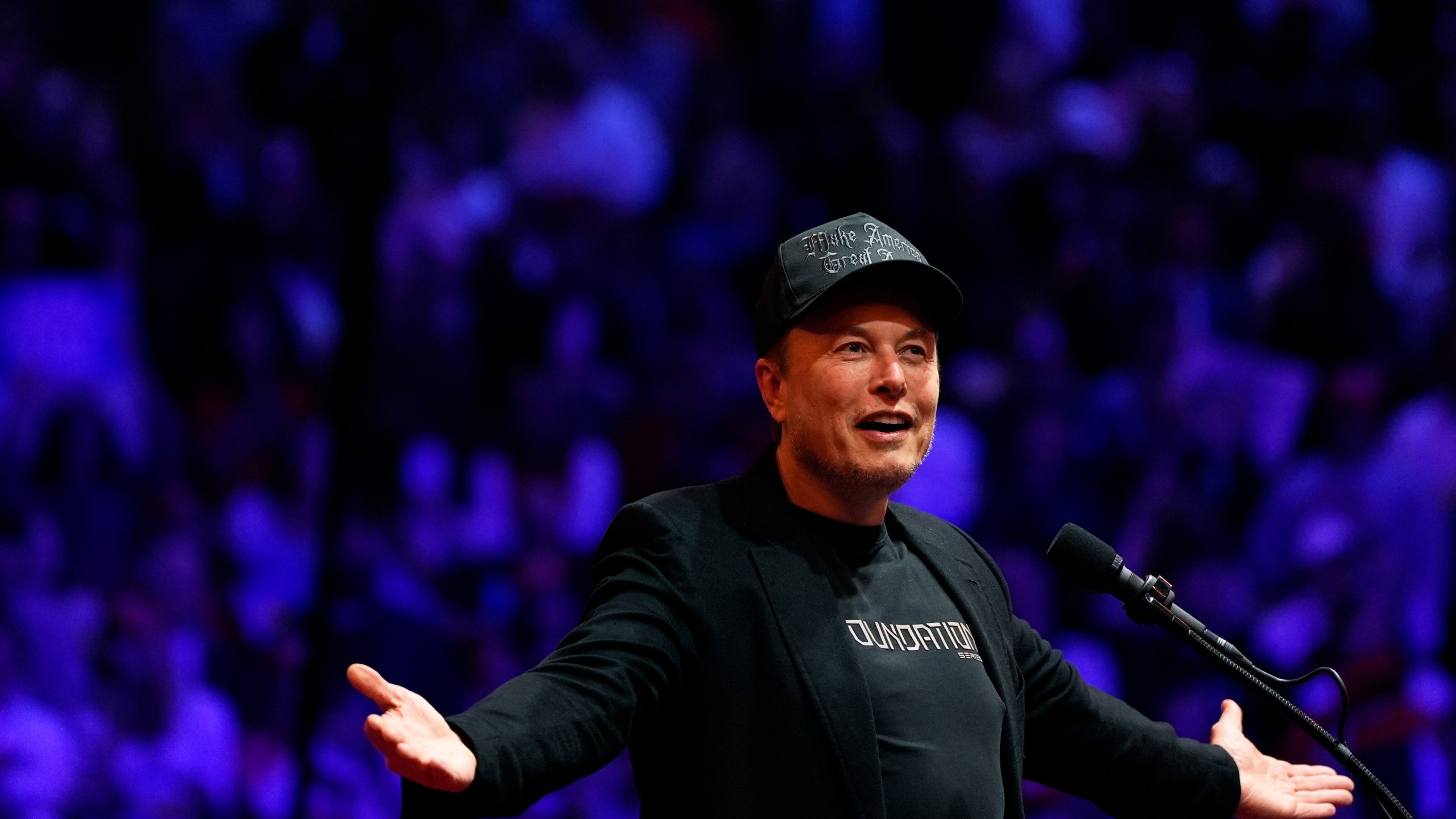 Elon Musk speaks a campaign rally for Republican presidential nominee former President Donald Trump at Madison Square Garden, Sunday, Oct. 27, 2024, in New York. (AP Photo/Julia Demaree Nikhinson)