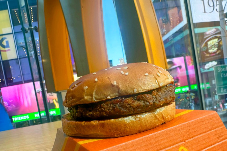 FILE - A McDonald's Quarter Pounder hamburger is shown in this photograph, in New York's Times Square on Oct. 23, 2024. (AP Photo/Richard Drew, File)