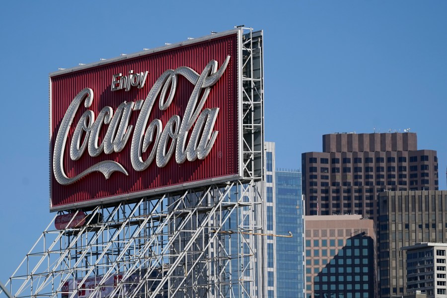 FILE - A Coca-Cola sign is shown in San Francisco, Tuesday, Oct. 27, 2020. (AP Photo/Jeff Chiu,File)