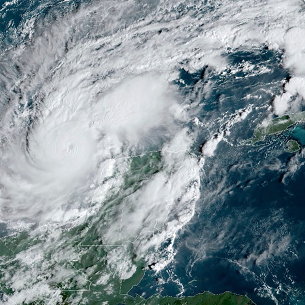 A satellite image of Hurricane Milton.