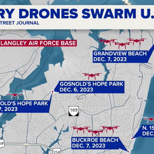 Map showing drone locations