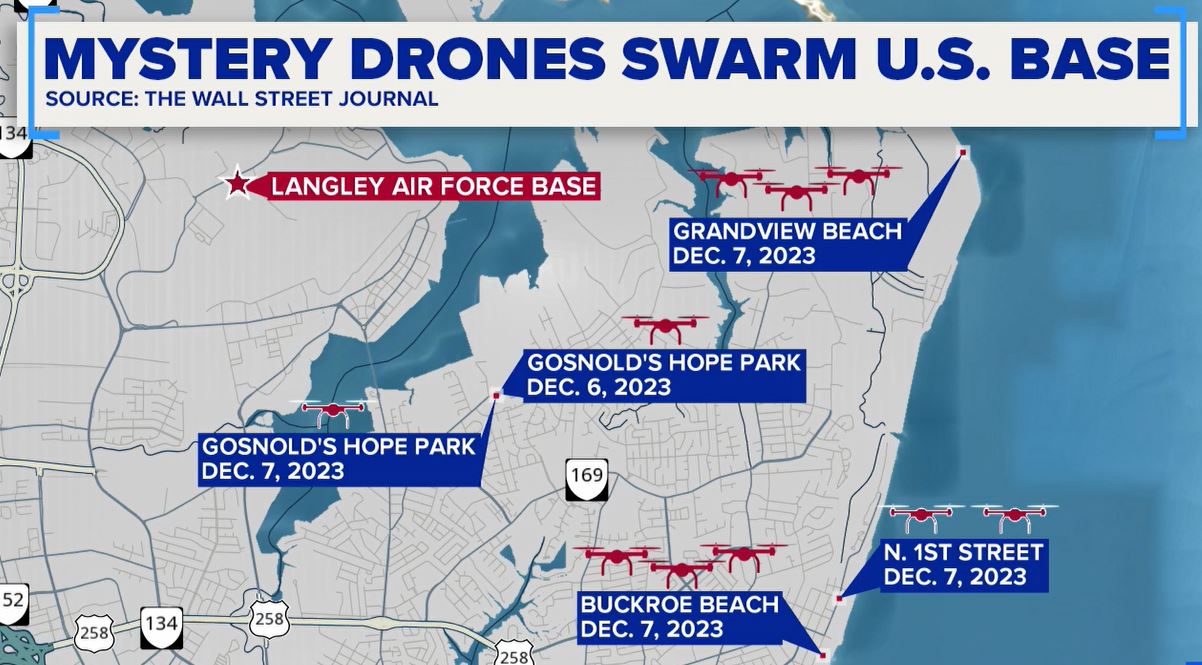 Map showing drone locations