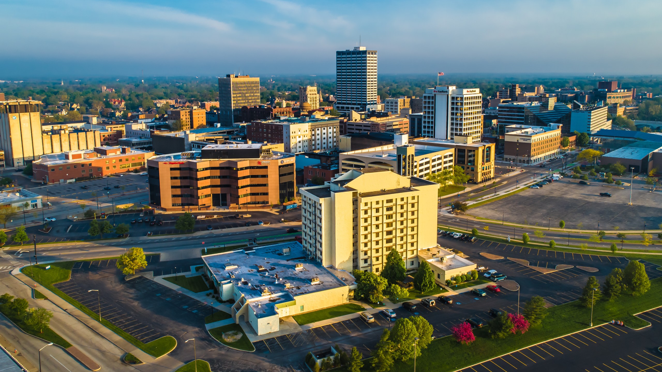 South Bend Indiana Downtown Aerial View