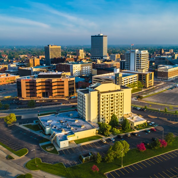 South Bend Indiana Downtown Aerial View