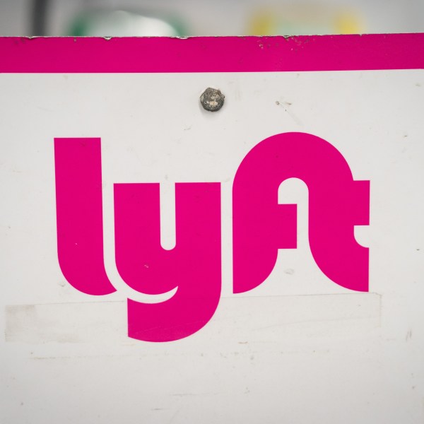 Lyft signage at a vehicle rental location in San Francisco, California, US, on Thursday, Feb. 8, 2024.