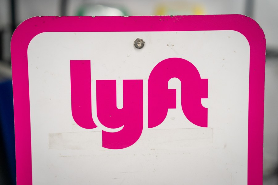 Lyft signage at a vehicle rental location in San Francisco, California, US, on Thursday, Feb. 8, 2024.