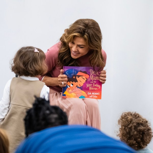 Eva Mendes reads from her new children's book "Desi, Mami, And The Never-Ending Worries" at Union Square Play on September 18, 2024 in New York City.