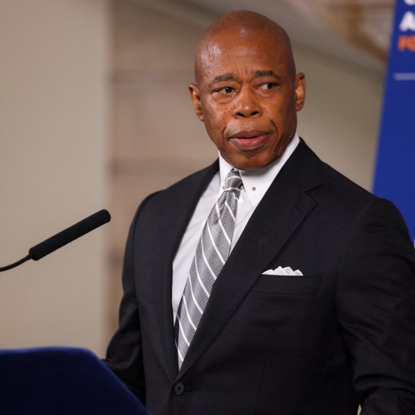 New York City Mayor Eric Adams gives a press conference in the city hall rotonda in New York City on October 1, 2024.