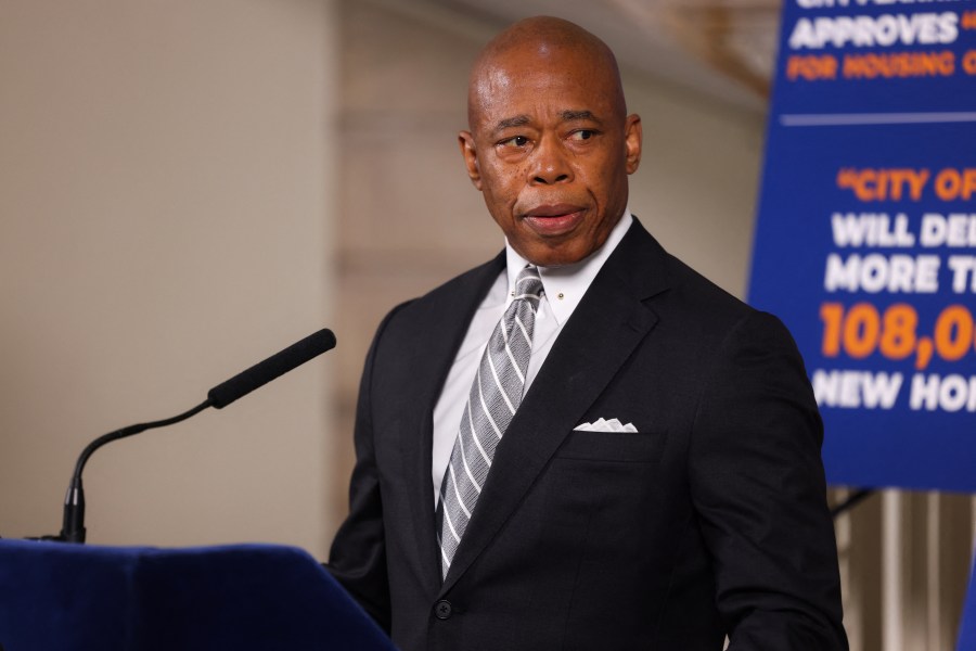 New York City Mayor Eric Adams gives a press conference in the city hall rotonda in New York City on October 1, 2024.