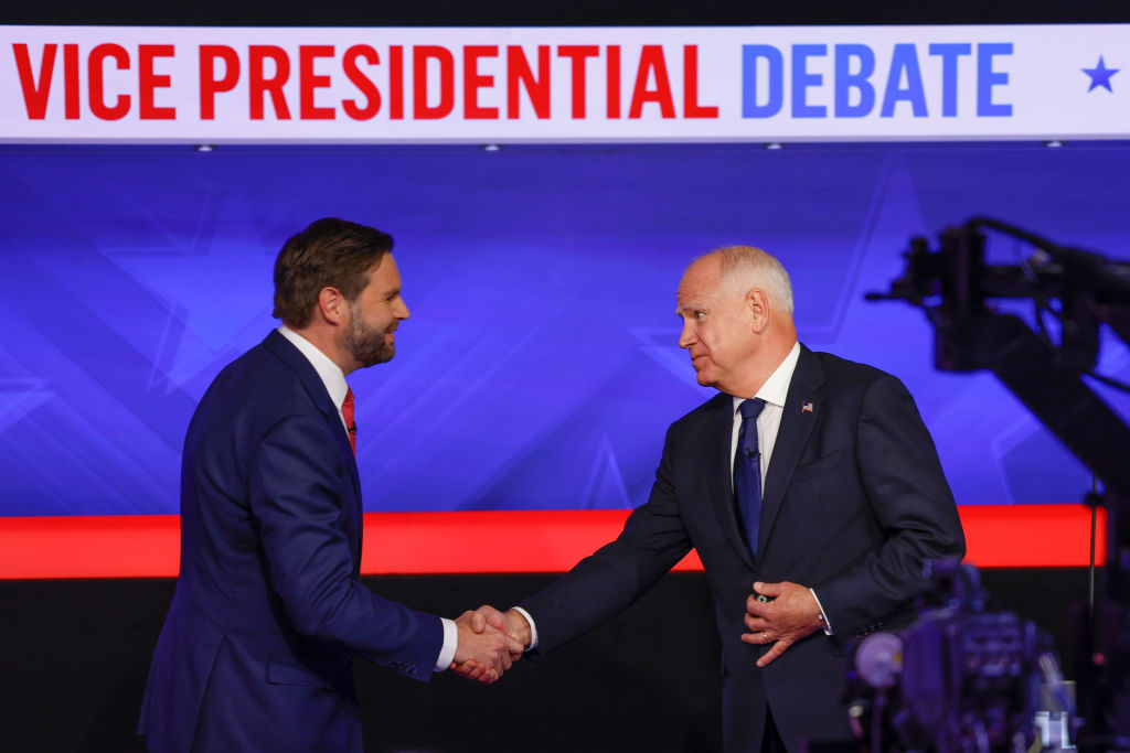 CBS News hosts a vice-presidential debate between Sen. JD Vance and Gov. Tim Walz moderated by Norah O'Donnell and Margaret Brennan on Tuesday, Oct. 1, 2024, at the CBS Broadcast Center in New York City.