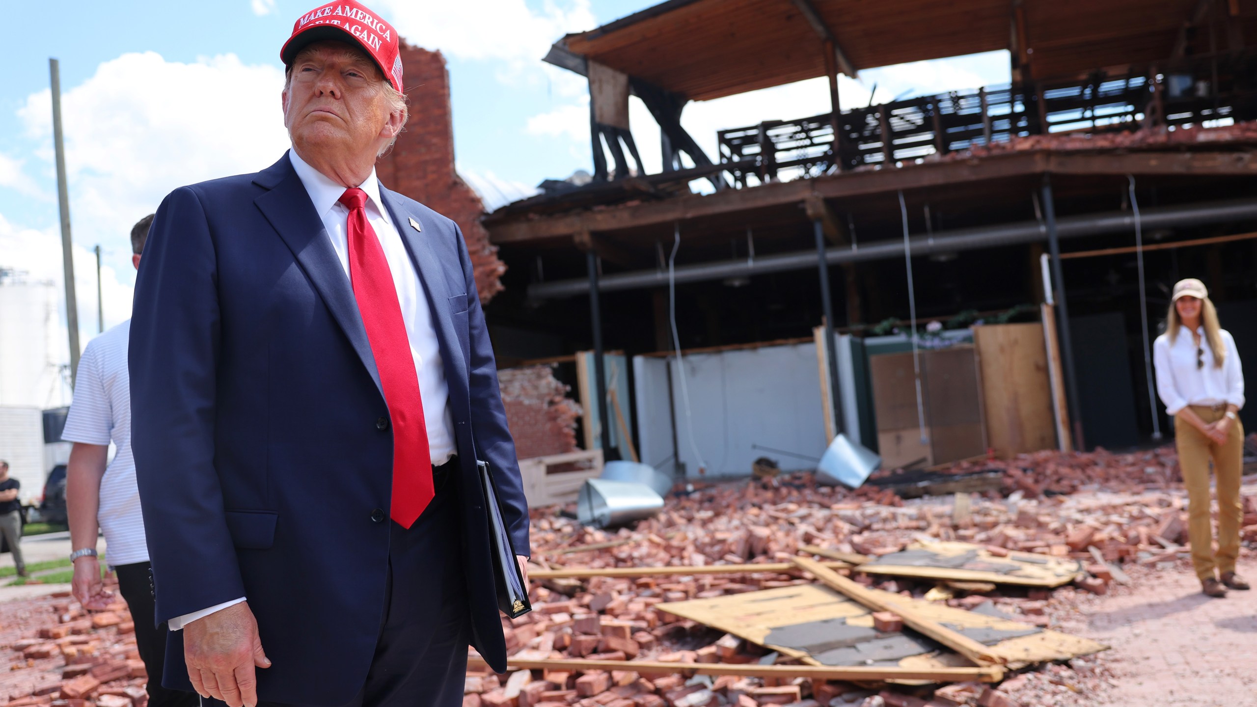 Donald Trump visits Alabama after Hurricane Helene.