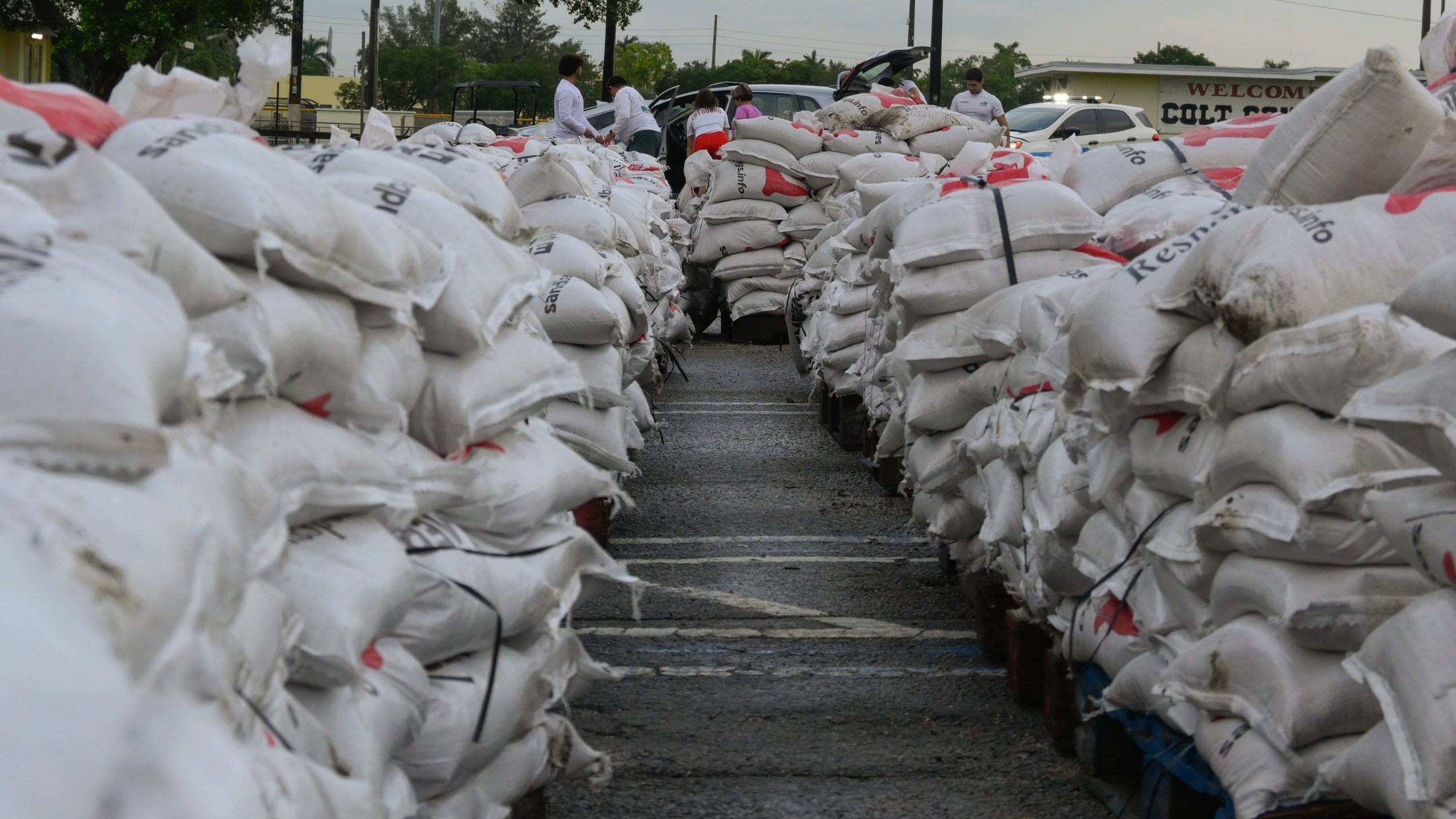 A general view of the sandbags to be distributed as part of precautionary measures in anticipation of the arrival of Hurricane Milton on October 07, 2024, in Miami, Florida, United States.