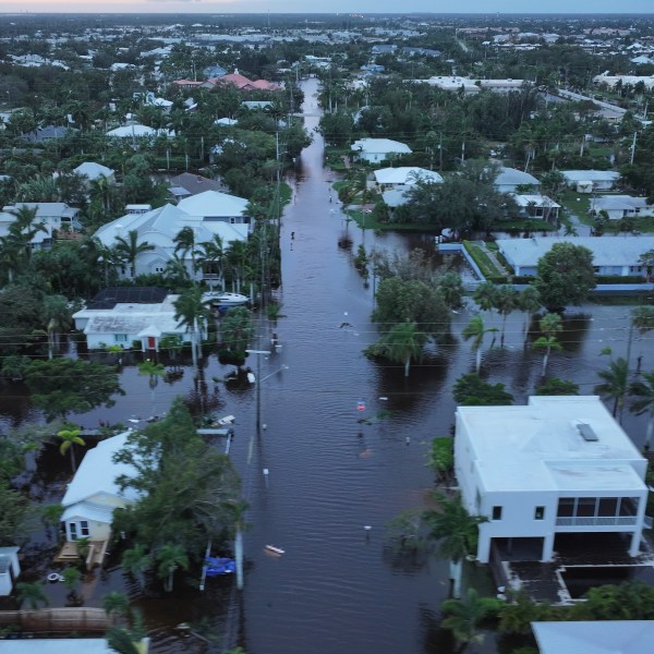 Flooded streets after Hurricane Milton came ashore.