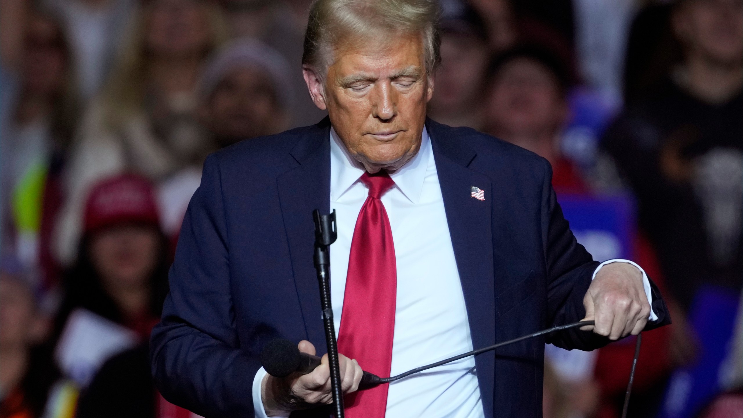 Republican presidential nominee former President Donald Trump speaks at a campaign event Friday, Nov. 1, 2024, in Milwaukee. (AP Photo/Morry Gash)