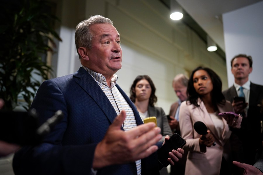 FILE - U.S. Rep. Don Bacon, R-Neb., speaks following a closed-door GOP meeting at the Capitol in Washington, Oct. 16, 2023. (AP Photo/J. Scott Applewhite, File)