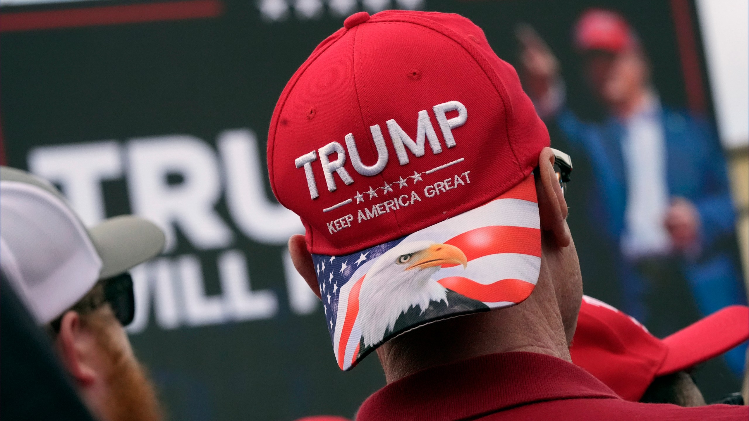 Supporters arrive before Republican presidential nominee former President Donald Trump speaks at a campaign rally in Gastonia, N.C., Saturday, Nov. 2, 2024. (AP Photo/Chris Carlson)