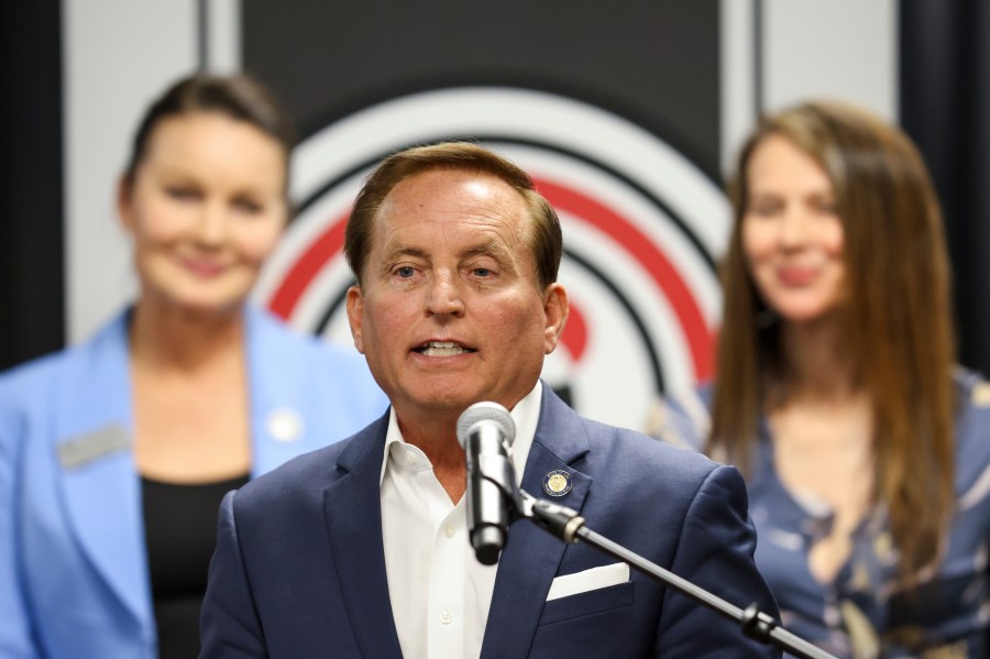 Iowa Secretary of State Paul Pate speaks during a press conference, Oct. 9, 2024, in Omaha, Neb. (Nikos Frazier/Omaha World-Herald via AP, file)