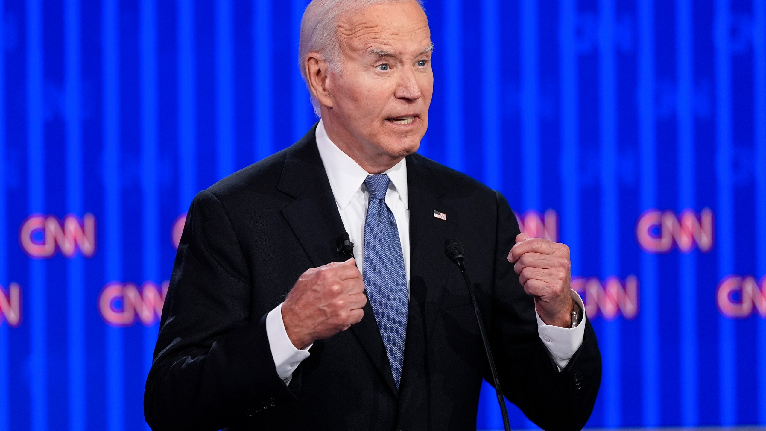 FILE - President Joe Biden speaks during a presidential debate with Republican presidential candidate former President Donald Trump, June 27, 2024, in Atlanta. (AP Photo/Gerald Herbert)