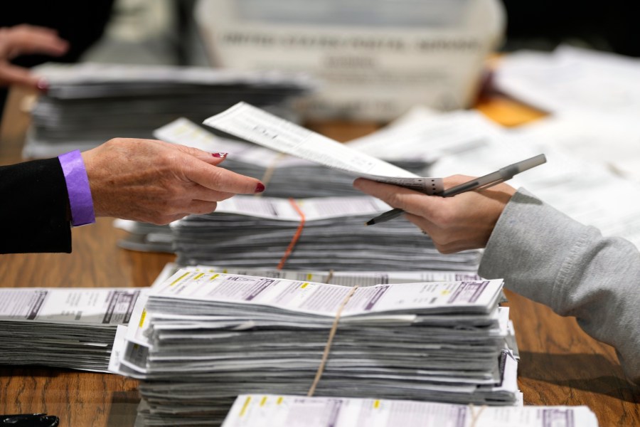 Election workers process ballots for the 2024 General Election, Tuesday, Nov. 5, 2024, in Milwaukee. (AP Photo/Morry Gash)