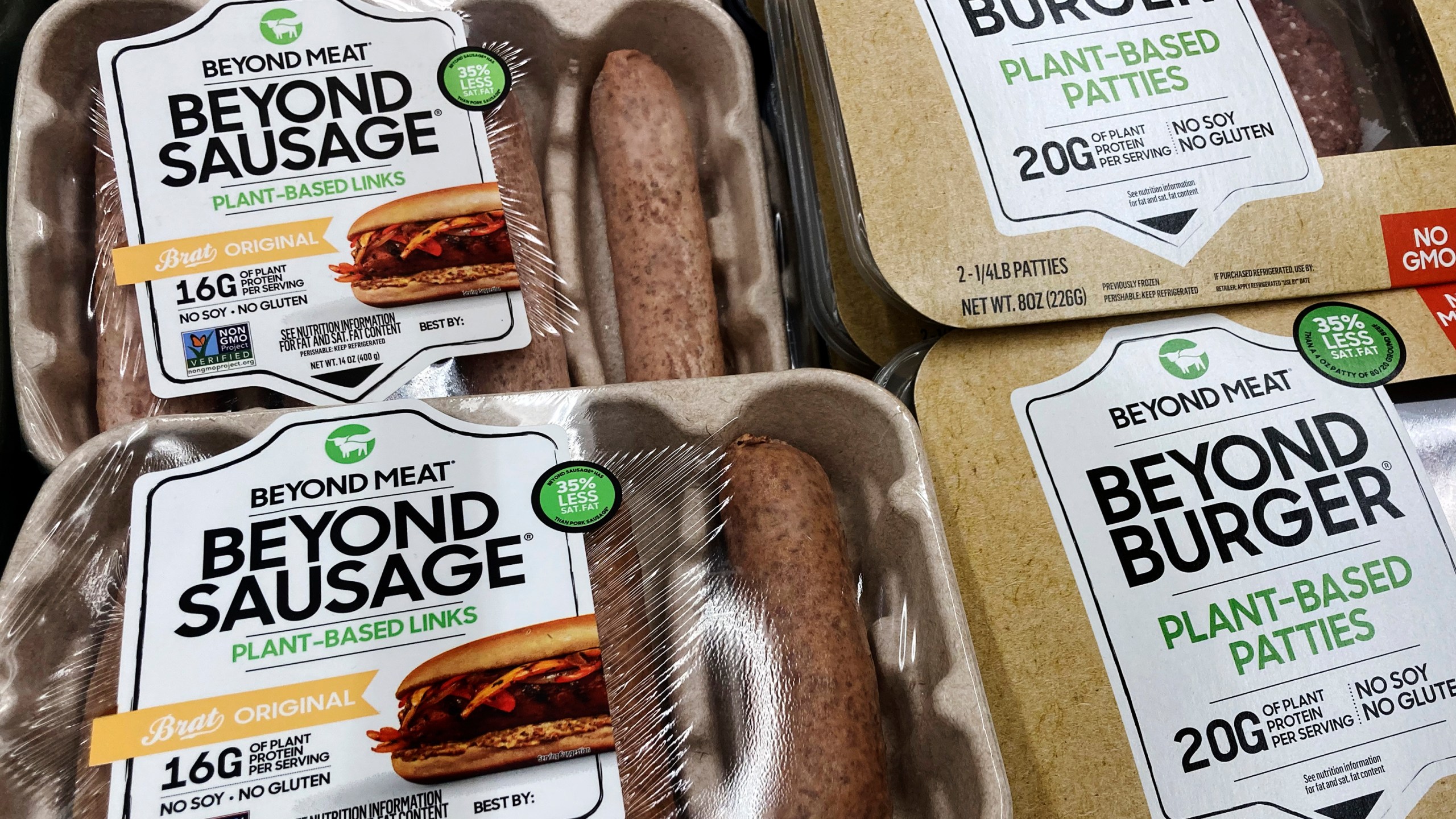 FILE - Beyond Meat products are seen in a refrigerated case inside a grocery store in Mount Prospect, Ill., on Feb. 19, 2022. (AP Photo/Nam Y. Huh, File)