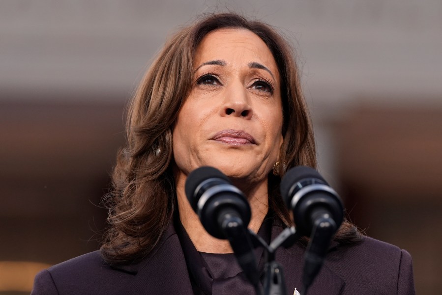 Vice President Kamala Harris delivers a concession speech after the 2024 presidential election, Wednesday, Nov. 6, 2024, on the campus of Howard University in Washington. (AP Photo/Jacquelyn Martin)