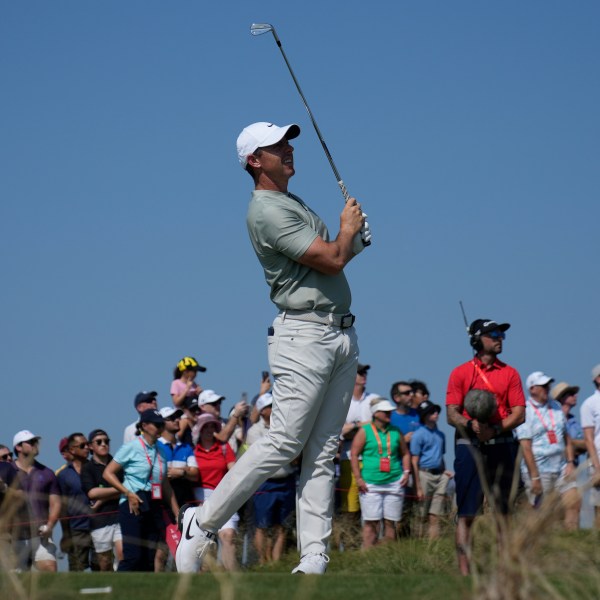 Rory McIlroy of Northern Ireland tees off at 8th hole in the final round of Abu Dhabi Golf Championship in Abu Dhabi, United Arab Emirates, Sunday, Nov. 10, 2024. (AP Photo/Altaf Qadri)