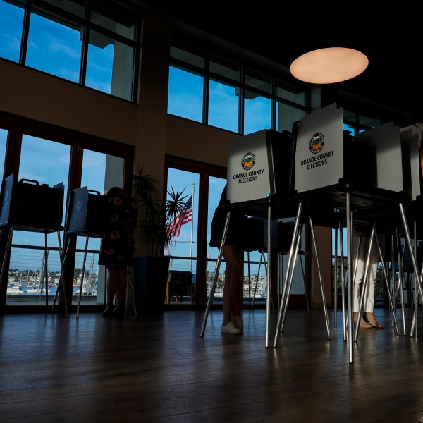 Voters cast their ballots at Marina Park Community Center, Tuesday, Nov. 5, 2024, in Newport Beach, Calif. (AP Photo/Ashley Landis)