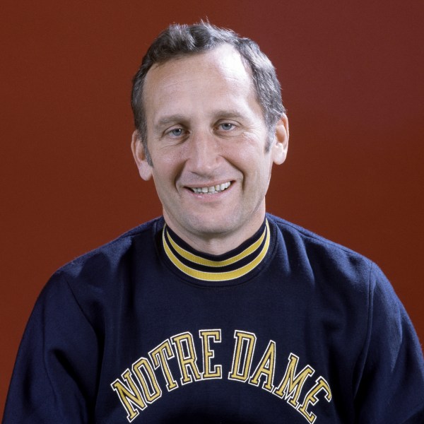 FILE - Gerry Faust, Notre Dame University head football coach shown in December 1980. Gerry Faust, the gravel-voiced Cincinnati high school coach who lived a dream by becoming the coach at Notre Dame, has died. He was 89. (AP Photo/Ed Ballots, File)