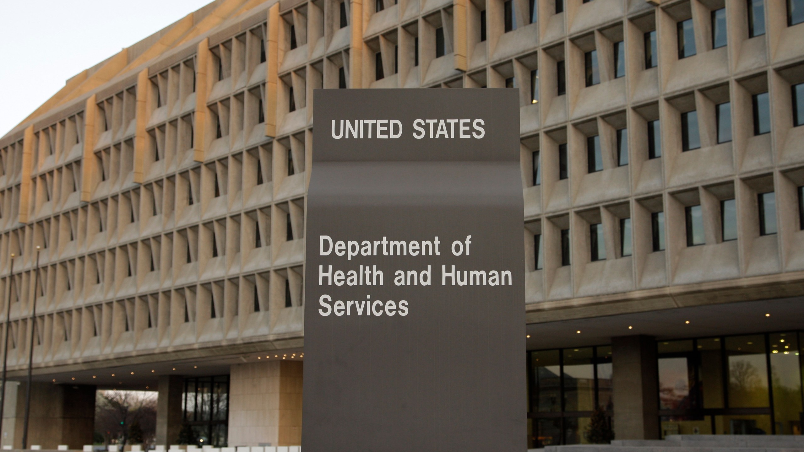 FILE - The U.S. Department of Health and Human Services building is seen, April 5, 2009, in Washington. (AP Photo/Alex Brandon, File)