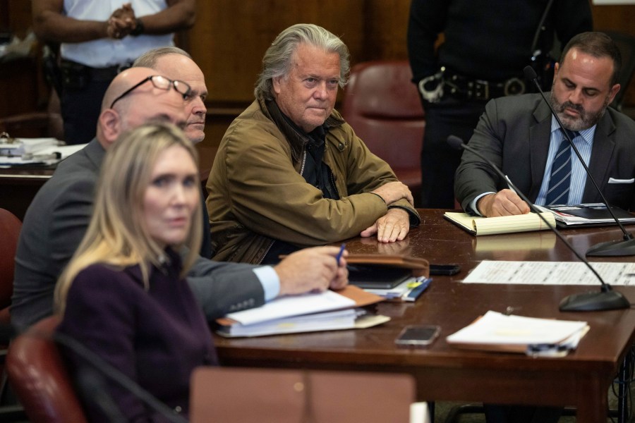 Steve Bannon appears in Manhattan criminal court in New York, Tuesday, Nov. 12, 2024. (AP Photo/Yuki Iwamura)