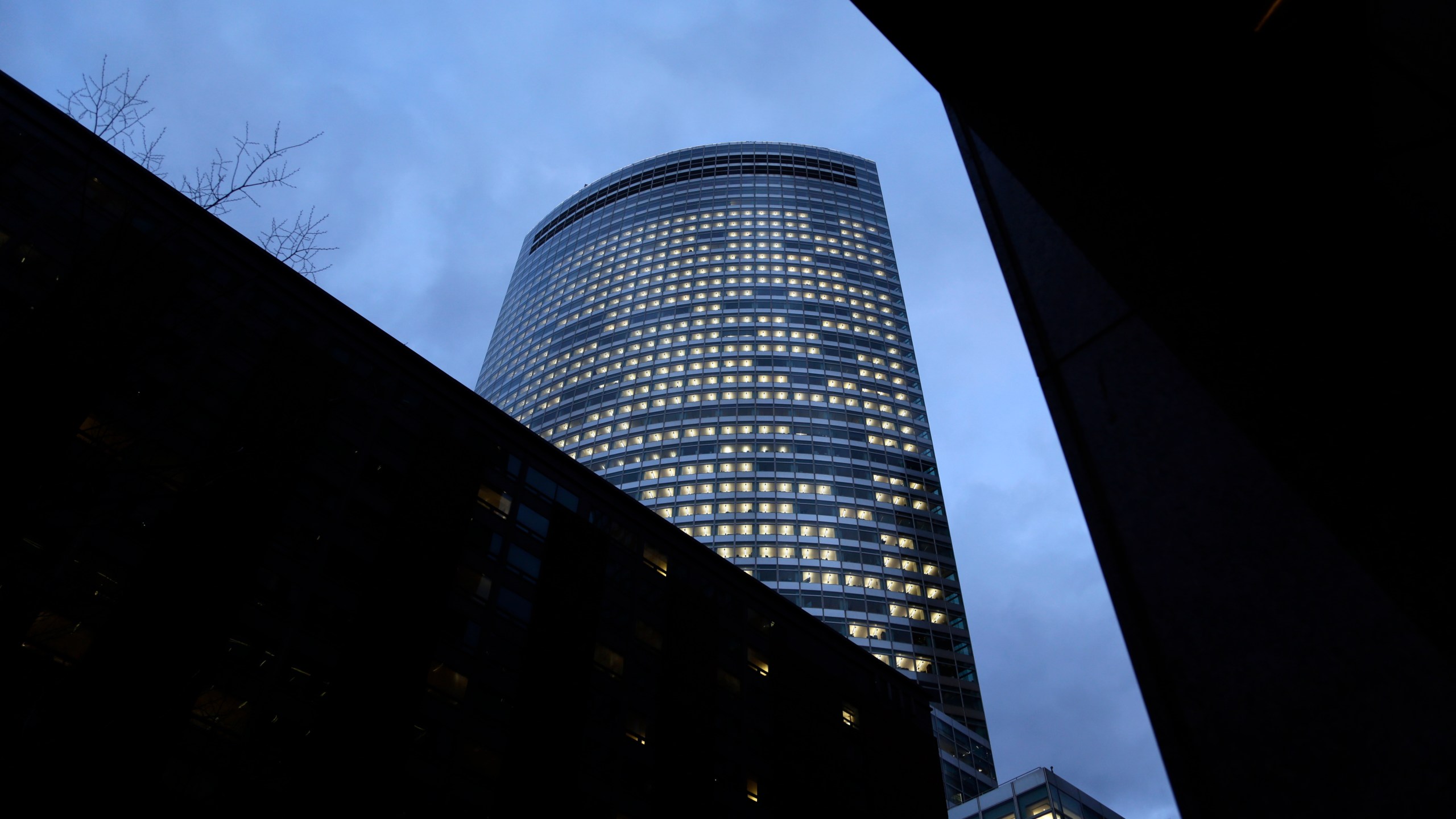 FILE - Lights are on at the world headquarters of Goldman Sachs in New York on Jan. 24, 2023. (AP Photo/Peter Morgan, File)