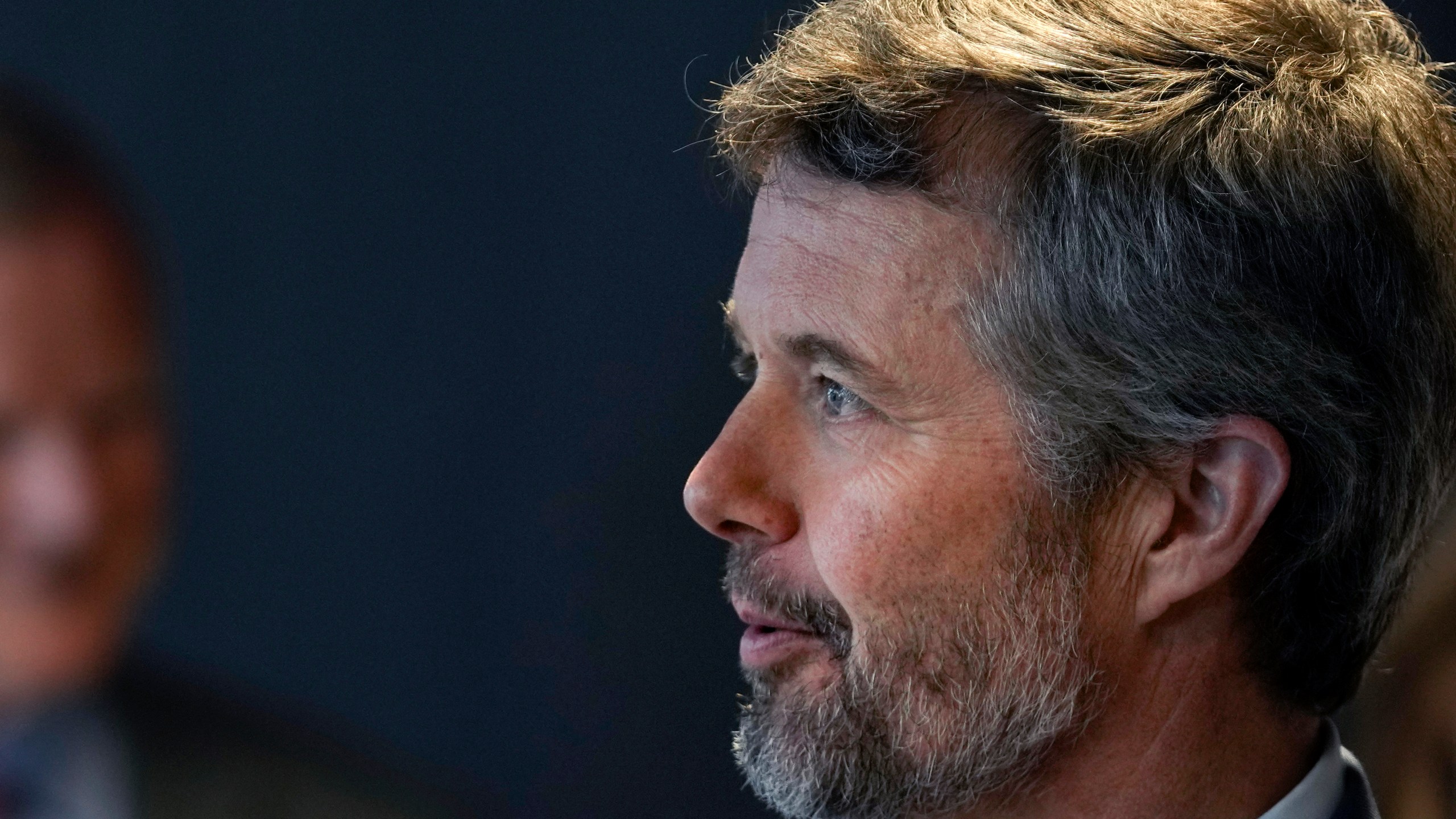 FILE - Crown Prince Frederik of Denmark meets business leaders at a conference in The Hague, Netherlands, Monday, June 20, 2022. (AP Photo/Peter Dejong, File)