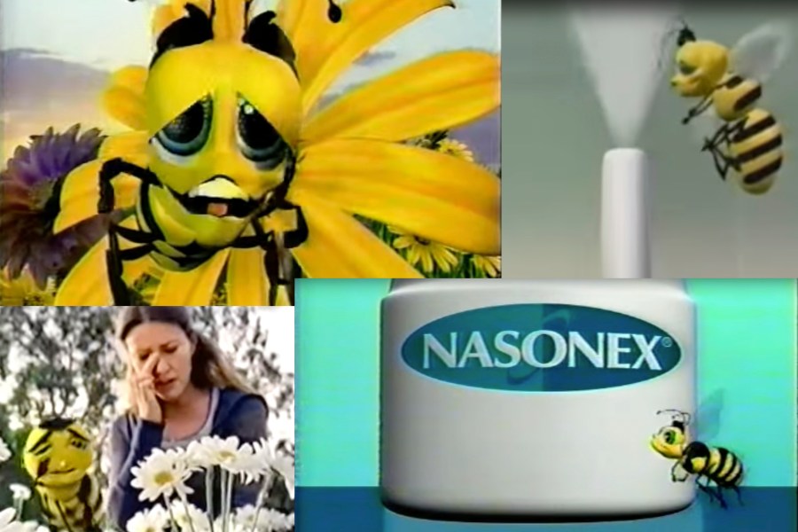 This combination of images from video shows scenes from Nasonex television commercials broadcast in the U.S. in the 2000s. (AP Photo)