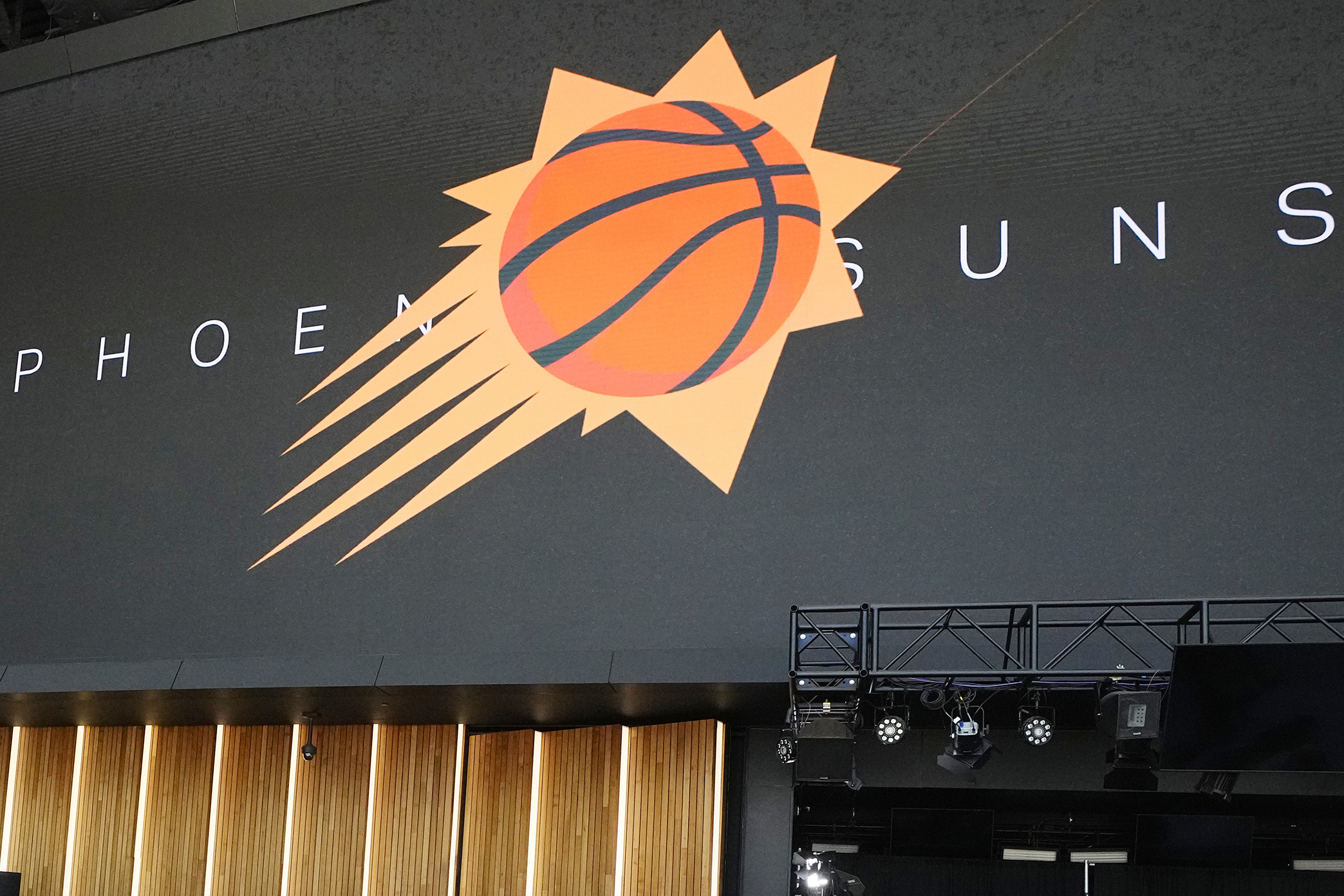 FILE - The Phoenix Suns logo is seen on June 6, 2023, in Phoenix. (AP Photo/Ross D. Franklin, File)