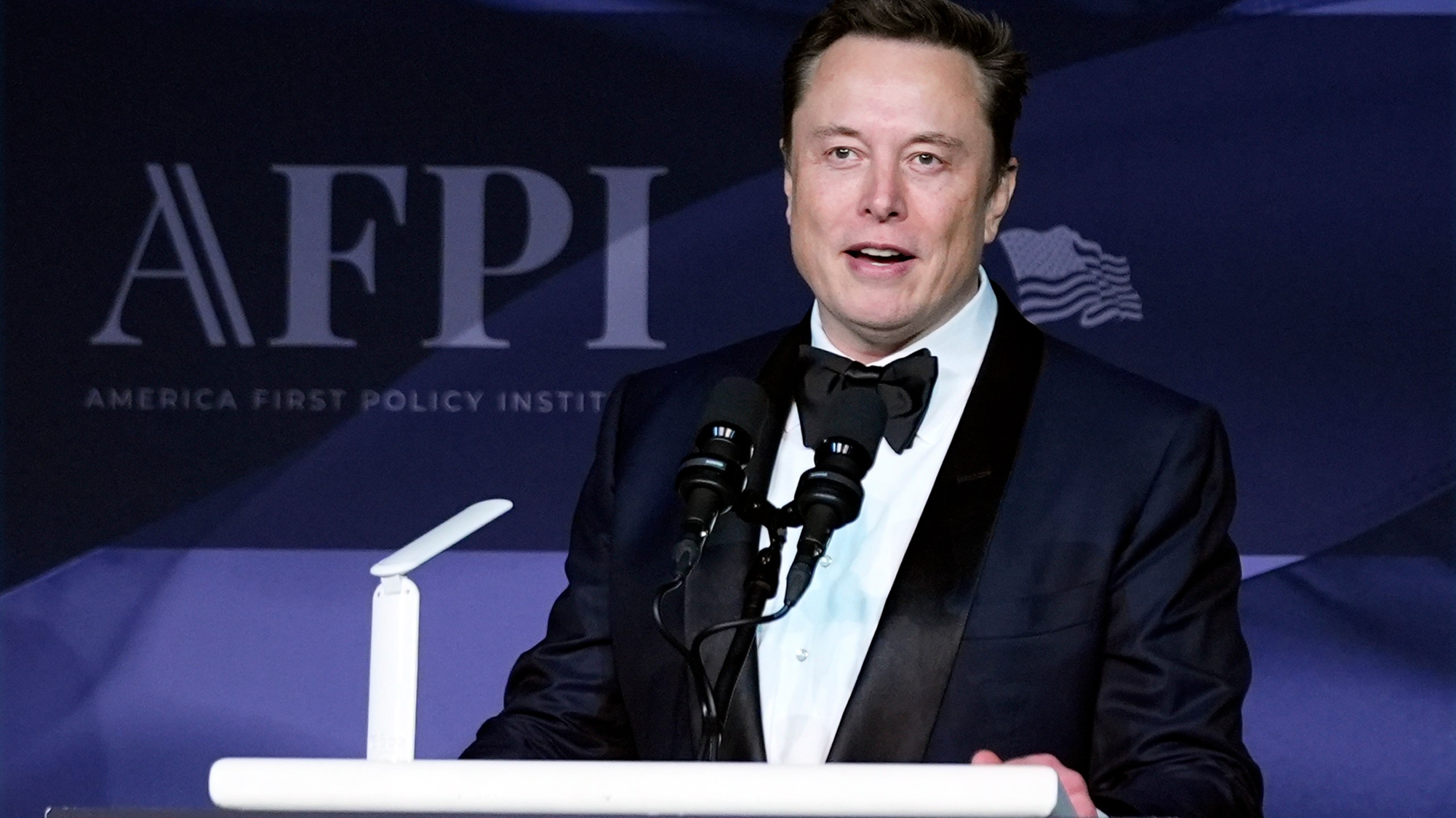 Elon Musk speaks after President-elect Donald Trump spoke during an America First Policy Institute gala at his Mar-a-Lago estate, Thursday, Nov. 14, 2024, in Palm Beach, Fla. (AP Photo/Alex Brandon)