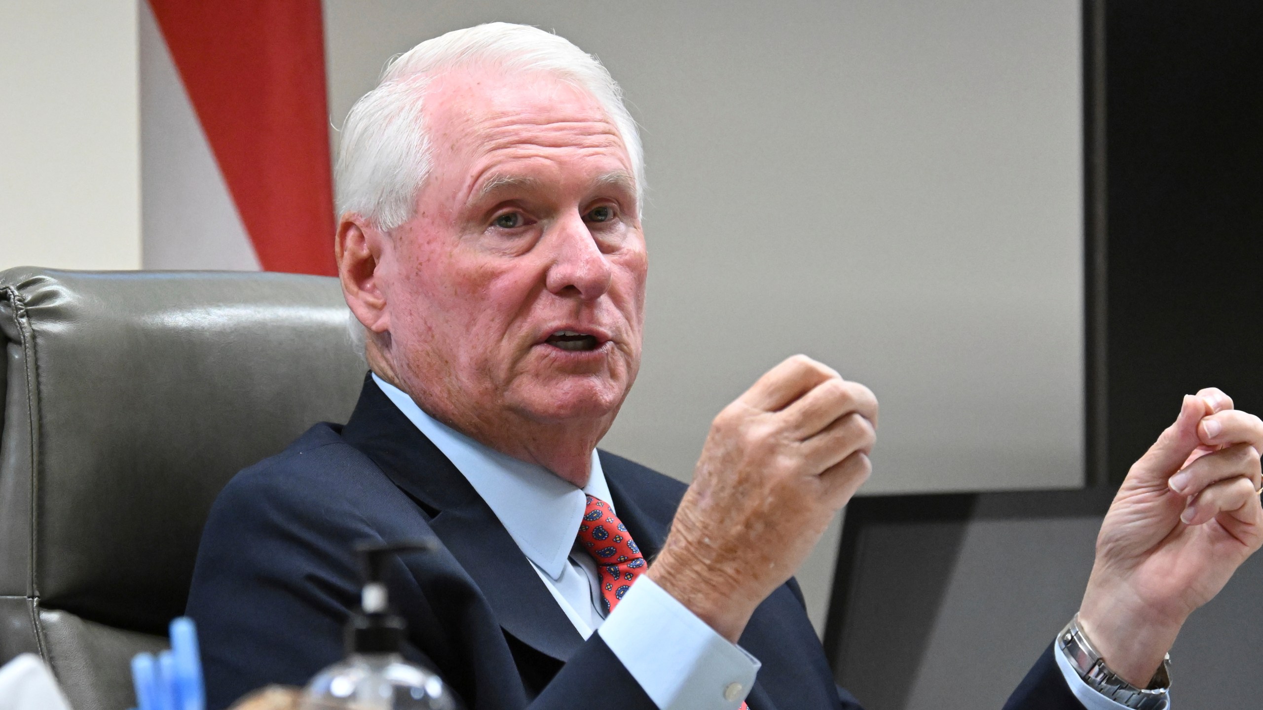 Superior Court Judge H. Patrick Haggard speaks during a hearing of Jose Ibarra at Athens-Clarke County Superior Court, Tuesday, Nov. 12, 2024, in Athens, Ga. (Hyosub Shin/Atlanta Journal-Constitution via AP)