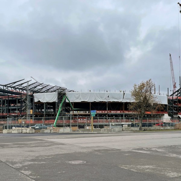 Construction continues on the Buffalo Bills' new stadium, Friday, Nov. 15, 2024, in Orchard Park, N.Y., which is on track to open in time for the 2026 NFL football season. (AP Photo/John Wawrow)